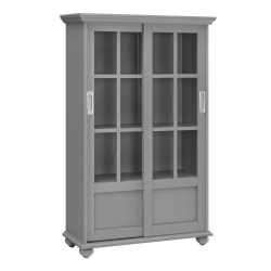 Ameriwood™ Home Aaron Lane 51"H 4-Shelf Bookcase With Sliding Glass Doors, Soft Gray