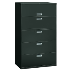 HON® 600 42"W x 18"D Lateral 5-Drawer File Cabinet With Lock, Charcoal