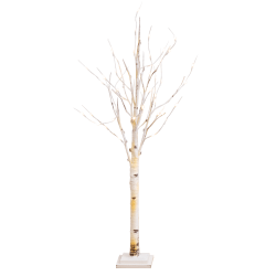 Nearly Natural Birch 48"H Artificial Christmas Tree With LED Lights, 48"H x 21"W x 21"D, White