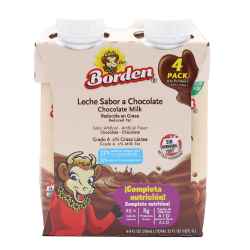Borden Dairy 2% UHT Milk, Chocolate, 8 Oz, Total Qty 4