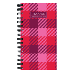 2025 TF Publishing Small Weekly/Monthly Planner, 3-1/2" x 6-1/2", Pink Plaid, January To December