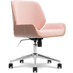 Elle Décor Ophelia Bentwood Fabric Mid-Back Task Chair, Pink/Chrome