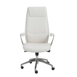 Eurostyle Crosby Faux Leather High-Back Commercial Office Chair, White/Silver