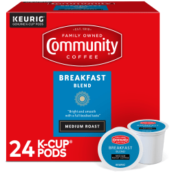 Community Coffee Keurig® Single Serve K-Cup® Pods, Breakfast Blend, Medium Roast, Box Of 24 Pods