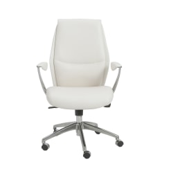 Eurostyle Crosby Faux Leather Low-Back Commercial Office Chair, White/Silver