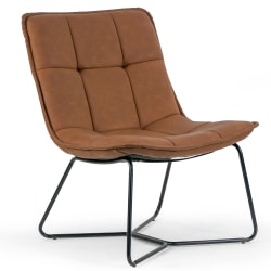 Glamour Home Aurele Faux Leather Accent Chair With Metal Legs, Brown
