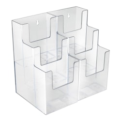 Azar Displays 3-Tier 6-Pocket Plastic Trifold Brochure Holders, 9-1/8"H x 9"W x 5-3/8"D, Clear, Pack Of 2 Holders