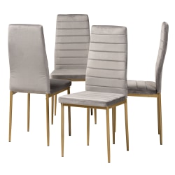 Baxton Studio Armand Dining Chairs, Gray/Gold, Set Of 4 Chairs