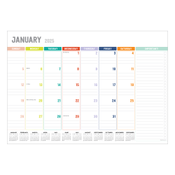 2025 TF Publishing Monthly Desk Calendar, 17" x 12", Rainbow Blocks, January 2025 To December 2025