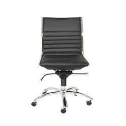 Eurostyle Dirk Armless Faux Leather Low-Back Commercial Office Chair, Chrome/Black