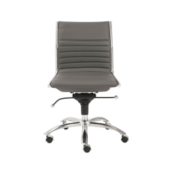 Eurostyle Dirk Armless Faux Leather Low-Back Commercial Office Chair, Chrome/Gray
