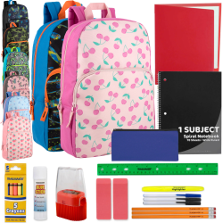 Trailmaker Backpacks With 20-Piece School Supply Kits, Assorted, Total Qty 24