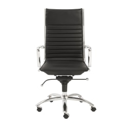 Eurostyle Dirk Faux Leather High-Back Commercial Office Chair, Chrome/Black