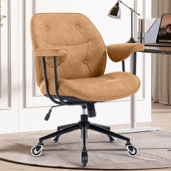 Bestier Retro Faux Leather Home Office Task Chair, Yellow, Total Qty 1