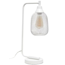 Elegant Designs Industrial Mesh Wire Desk Lamp With LED Bulb, 19"H, Matte White