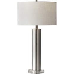 Adesso® Ezra Table Lamp, 25-1/2"H, White Shade/Brushed Steel Base