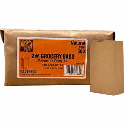 AJM Paper Grocery Bags,2.40" Length x 4.30" Width, Brown, Paper, 500 per Pack