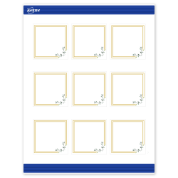 Avery® Print-To-The-Edge Cards With Sure Feed® Technology, S00-DMY-PRMWC10, Square, 2-1/2" x 2-1/2", Matte White, Preprinted Double Gold Border with Florals Design, Pack Of 90