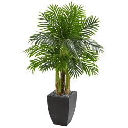 Nearly Natural Kentia Palm 60"H Artificial Tree With Square Planter, 60"H x 27"W x 27"D, Green