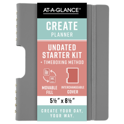AT-A-GLANCE® CREATE TIMEBOXING Undated Daily Monthly Starter Kit, Gray, Small, 5 1/2" x 8 1/2"