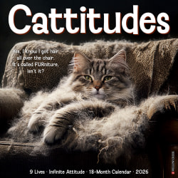 2026 Willow Creek Press Art & Design Monthly Wall Calendar, 12" x 12", Cattitudes, January To December, 56738