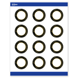 Avery® Printable Round Cards With Sure Feed® Technology, 2", Matte White With Preprinted Black Border with Gold Pattern Design, Pack Of 120