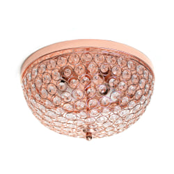 Elegant Designs 2-Light Flush-Mounted Ceiling Light, Rose Gold/Crystal