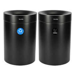 Alpine Industries Stainless Steel Recycling And Trash Cans, 50 Gallon, Black, Set Of 2 Cans