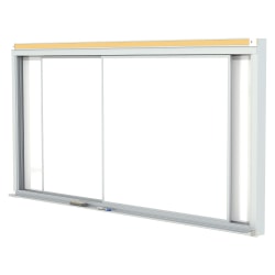 Ghent Horizontal Sliding Panel Magnetic Dry-Erase Whiteboard, Porcelain, 48" x 144", White, Satin Aluminum Frame
