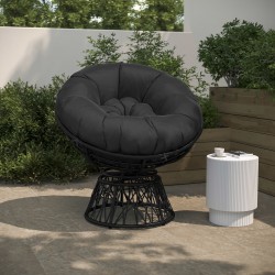Flash Furniture Bowie Comfort Series Swivel Patio Chair With Cushion, Black