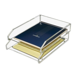 Kantek 2-Tier Letter Trays, 2-1/2"H x 10-1/2"W x 13-3/4"D, Clear, Pack Of 2 Trays