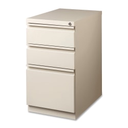 Lorell® 19-7/8"D Vertical 3-Drawer Mobile Pedestal File Cabinet, Metal, Putty