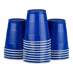 JAM PAPER Plastic Party Cups, 12 oz, Blue, 20 Glasses/Pack