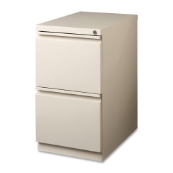 Lorell® 19-7/8"D Vertical 2-Drawer Mobile Pedestal File Cabinet, Metal, Putty