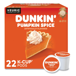 Dunkin Donuts® K-Cup Pods, Pumpkin Spice, Box Of 22 Pods