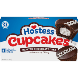 Hostess Chocolate CupCakes, Snack Cakes, Cream Filled, Chocolate Icing, Individually Wrapped