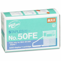 MAX Flat Clinch Heavy-Duty Stapler Cartridge, F/EH-50F, 5/16", Box Of 5,000