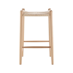 Eurostyle Evelina Backless Wood Counter-Height Stool With Rush Seat, Natural
