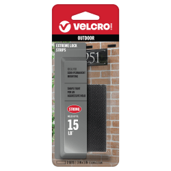 VELCRO® Brand Sticky Back ALFA-LOK® Outdoor Extreme Lock Fasteners, 3" x 1", Black, Total Qty 8