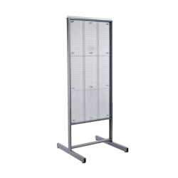 Azar Displays 2-Sided Pegboard Floor Display With Metal Frame, 65"H x 26"W x 22"D, Clear