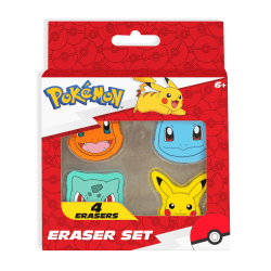 Innovative Designs Licensed Eraser Set, 1-1/4" x 1-1/4", Pokémon, Set Of 4 Erasers