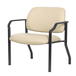 Boss Office Products Mid-Back Guest Chair With Arms, Heavy Duty, Beige