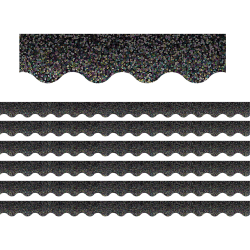 Teacher Created Resources Scalloped Border Trim Packs, 35’, Black Sparkle, Set Of 6 Packs