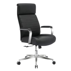 Realspace® Modern Comfort Modee Vegan Leather High-Back Executive Office Chair, Black/Chrome, BIFMA Compliant