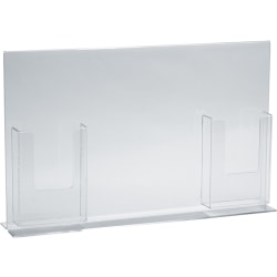 Azar Displays Double-Foot Sign Holders, With 2 Trifold Pockets, 11"H x 18"W x 4 5/8"D, Clear, Pack Of 2 Holders