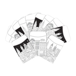 Barker Creek Peel & Stick Library Pockets, 3" x 5", Color Me Cityscape, Pack Of 60 Pockets