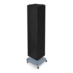 Azar Displays 4-Sided Revolving Pegboard Tower Floor Display With Wheels, 68" x 18", Black