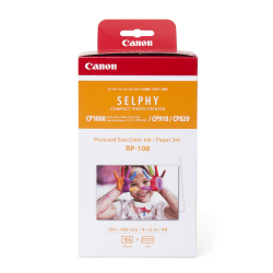 Canon® RP-108 Tri-Color Ink Ribbon And Paper Set, 8568B001