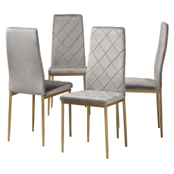 Baxton Studio Blaise Dining Chairs, Gray/Gold, Set Of 4 Chairs