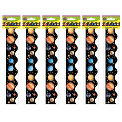 Teacher Created Resources Scalloped Border Trim Packs, 35’, Solar System, Set Of 6 Packs